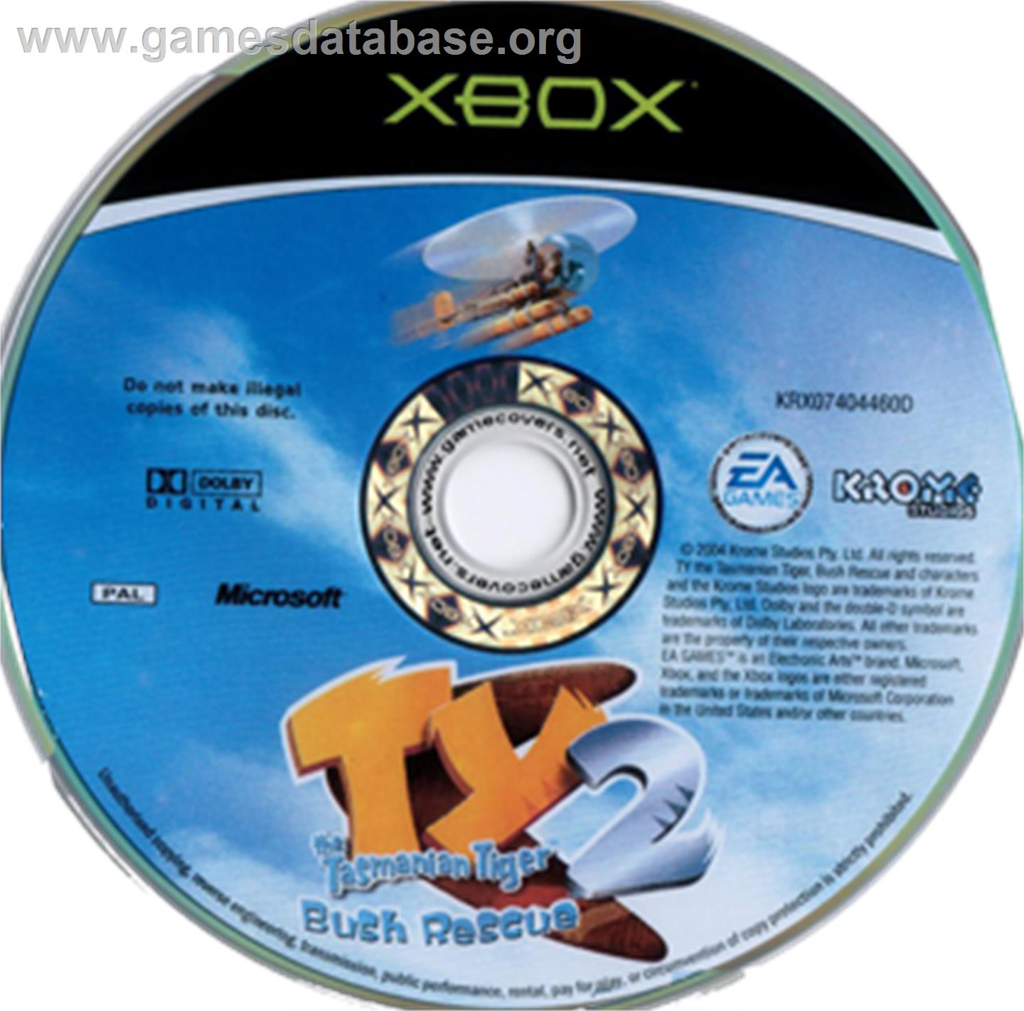 Ty the Tasmanian Tiger 2: Bush Rescue - Microsoft Xbox - Artwork - CD