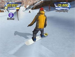 In game image of Amped: Freestyle Snowboarding on the Microsoft Xbox.