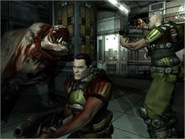 In game image of DOOM³ on the Microsoft Xbox.