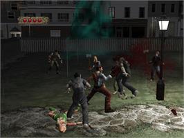 In game image of Evil Dead: A Fistful of Boomstick on the Microsoft Xbox.