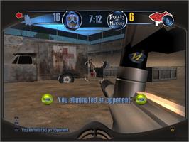 In game image of Greg Hasting's Tournament Paintball on the Microsoft Xbox.