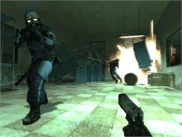 In game image of Half-life 2 on the Microsoft Xbox.