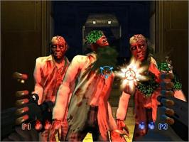 In game image of House of the Dead 3 on the Microsoft Xbox.