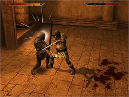 In game image of Knights of the Temple: Infernal Crusade on the Microsoft Xbox.