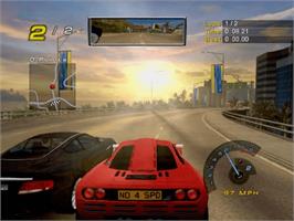 In game image of Need for Speed: Hot Pursuit 2 on the Microsoft Xbox.