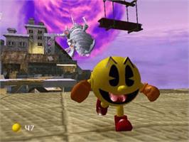 In game image of Pac-Man World 3 on the Microsoft Xbox.