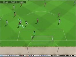 In game image of Sensible Soccer 2006 on the Microsoft Xbox.