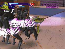 In game image of Teenage Mutant Ninja Turtles on the Microsoft Xbox.