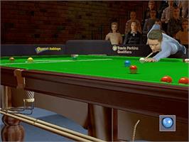 In game image of World Championship Snooker 2004 on the Microsoft Xbox.