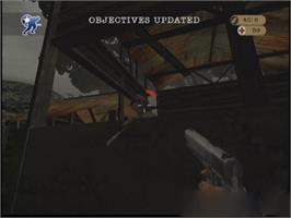 In game image of World War II Combat: Iwo Jima on the Microsoft Xbox.