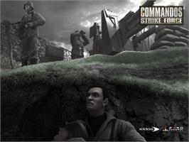 Title screen of Commandos: Strike Force on the Microsoft Xbox.