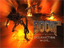Title screen of DOOM³: Resurrection of Evil on the Microsoft Xbox.
