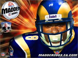 Title screen of Madden Nfl 2003 on the Microsoft Xbox.