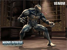 Title screen of Marvel Nemesis - Rise of the Imperfects on the Microsoft Xbox.