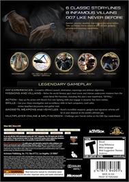 Box back cover for 007 Legends on the Microsoft Xbox 360.