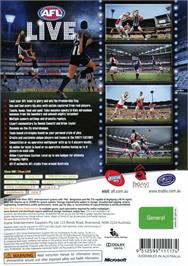 Box back cover for AFL Live on the Microsoft Xbox 360.