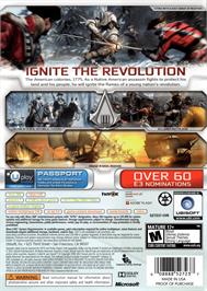 Box back cover for Assassin's Creed 3 on the Microsoft Xbox 360.