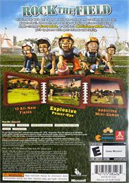 Box back cover for Backyard Sports: Rookie Rush on the Microsoft Xbox 360.