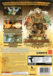 Box back cover for Battle Fantasia on the Microsoft Xbox 360.