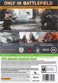 Box back cover for Battlefield 4 on the Microsoft Xbox 360.