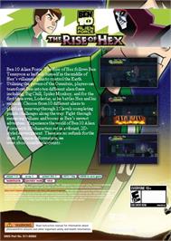 Box back cover for Ben 10 - Alien Force - The Rise Of Hex on the Microsoft Xbox 360.