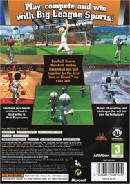 Box back cover for Big League Sports on the Microsoft Xbox 360.