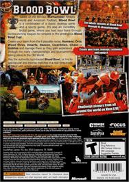 Box back cover for Blood Bowl on the Microsoft Xbox 360.
