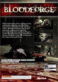 Box back cover for Bloodforge on the Microsoft Xbox 360.