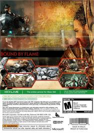 Box back cover for Bound By Flame on the Microsoft Xbox 360.