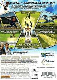 Box back cover for Brian Lara International Cricket 2007 on the Microsoft Xbox 360.