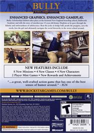 Box back cover for Bully - Scholarship Edition on the Microsoft Xbox 360.
