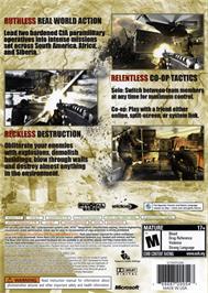 Box back cover for Conflict - Denied Ops on the Microsoft Xbox 360.