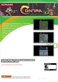 Box back cover for Contra on the Microsoft Xbox 360.