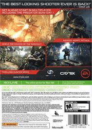 Box back cover for Crysis 3 on the Microsoft Xbox 360.