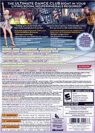 Box back cover for Dance Evolution on the Microsoft Xbox 360.