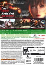 Box back cover for Dead or Alive 5 on the Microsoft Xbox 360.