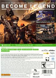 Box back cover for Destiny on the Microsoft Xbox 360.