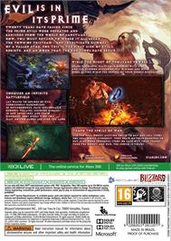 Box back cover for Diablo 3 on the Microsoft Xbox 360.