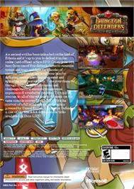 Box back cover for Dungeon Defenders on the Microsoft Xbox 360.