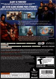 Box back cover for Dynasty Warriors 6 - Empires on the Microsoft Xbox 360.