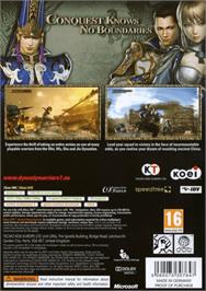 Box back cover for Dynasty Warriors 7 on the Microsoft Xbox 360.