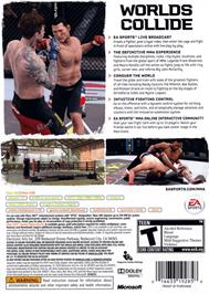 Box back cover for EA SPORTS MMA on the Microsoft Xbox 360.