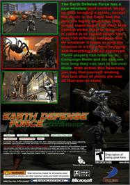 Box back cover for Earth Defense Force - Insect Armageddon on the Microsoft Xbox 360.