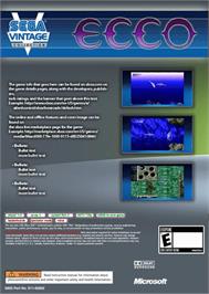 Box back cover for Ecco The Dolphin on the Microsoft Xbox 360.