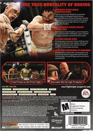 Box back cover for FIGHT NIGHT CHAMPION on the Microsoft Xbox 360.