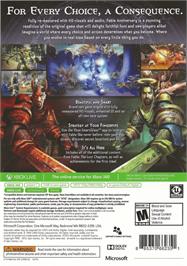 Box back cover for Fable Anniversary on the Microsoft Xbox 360.