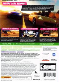 Box back cover for Forza Horizon on the Microsoft Xbox 360.