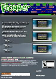 Box back cover for Frogger on the Microsoft Xbox 360.