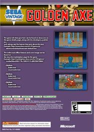 Box back cover for Golden Axe on the Microsoft Xbox 360.