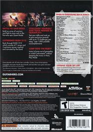 Box back cover for Guitar Hero - Warriors Of Rock on the Microsoft Xbox 360.